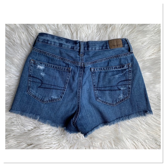 American Eagle Mom Short Embroidered Denim Jean Shorts Blue Orange Size 6 - Picture 6 of 11